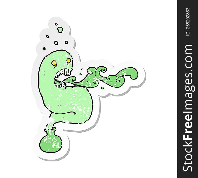 retro distressed sticker of a cartoon ghost in bottle