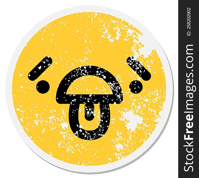 exhausted face with raised eyebrows circular sticker