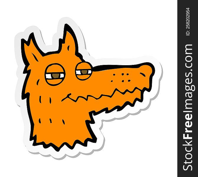 Sticker Of A Cartoon Smug Fox Face