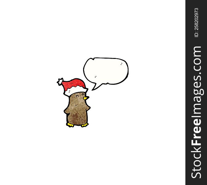 cartoon robin in santa hat