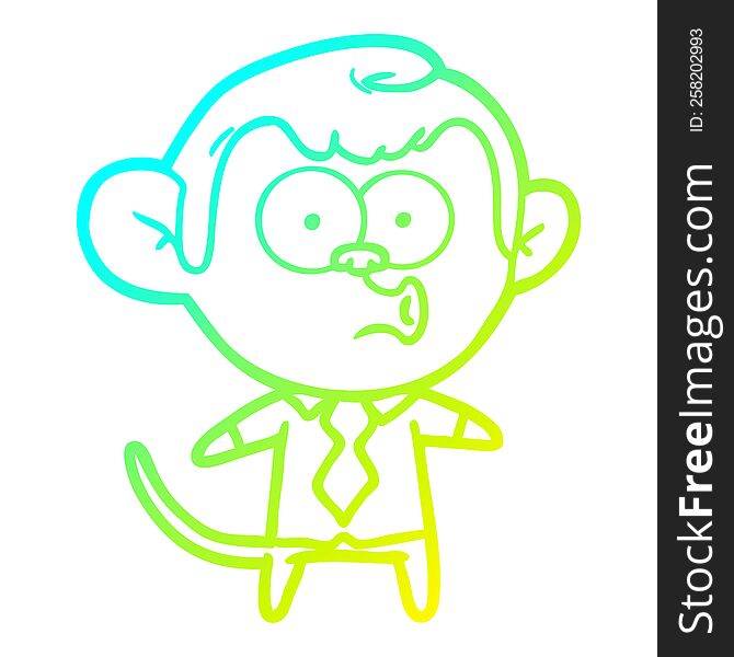 Cold Gradient Line Drawing Cartoon Office Monkey