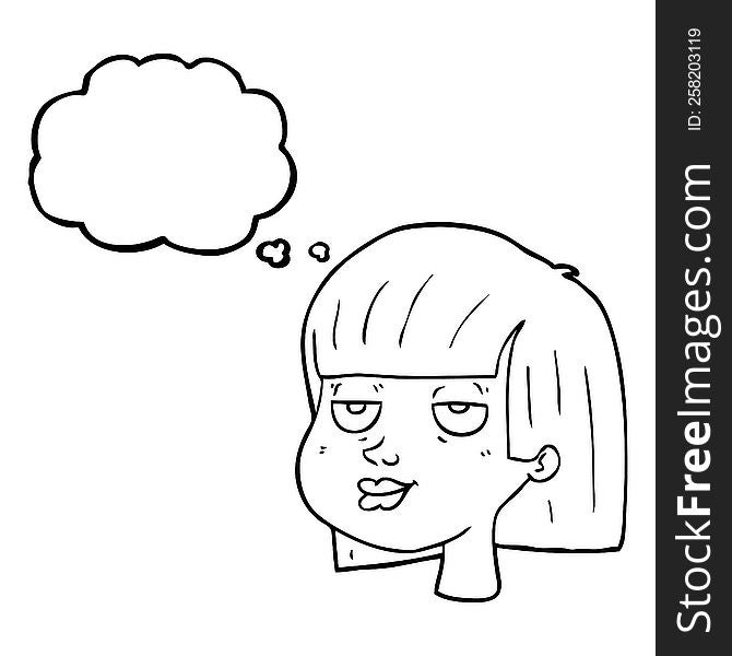 Thought Bubble Cartoon Female Face