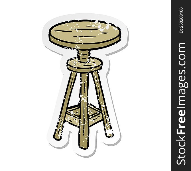 distressed sticker of a cartoon artist stool