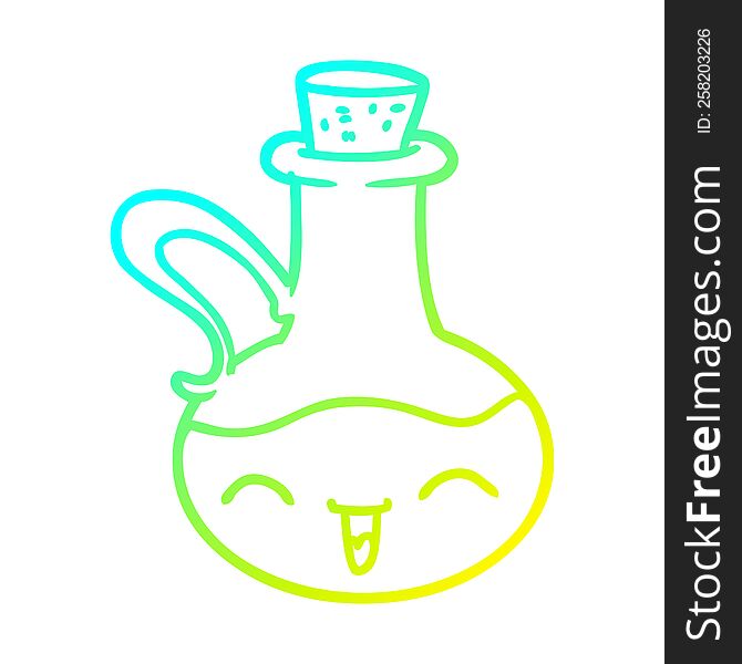 Cold Gradient Line Drawing Cartoon Happy Bottle Of Olive Oil