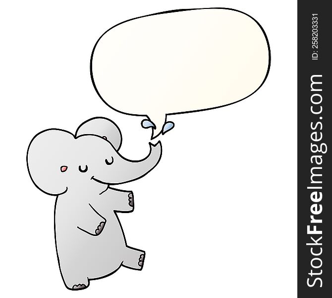 cartoon dancing elephant with speech bubble in smooth gradient style