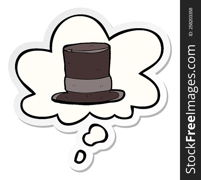 Cartoon Top Hat And Thought Bubble As A Printed Sticker