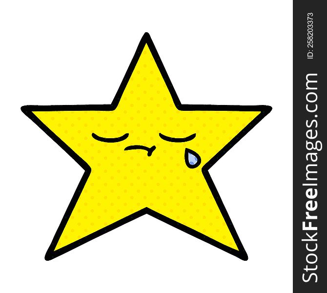 Comic Book Style Cartoon Gold Star