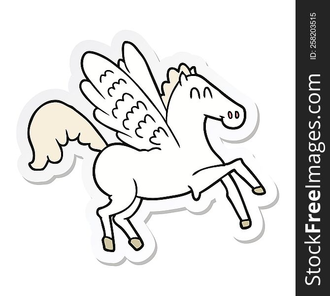 sticker of a cartoon winged horse