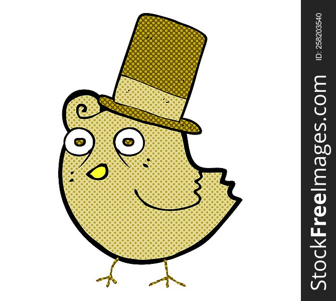 cartoon bird wearing top hat