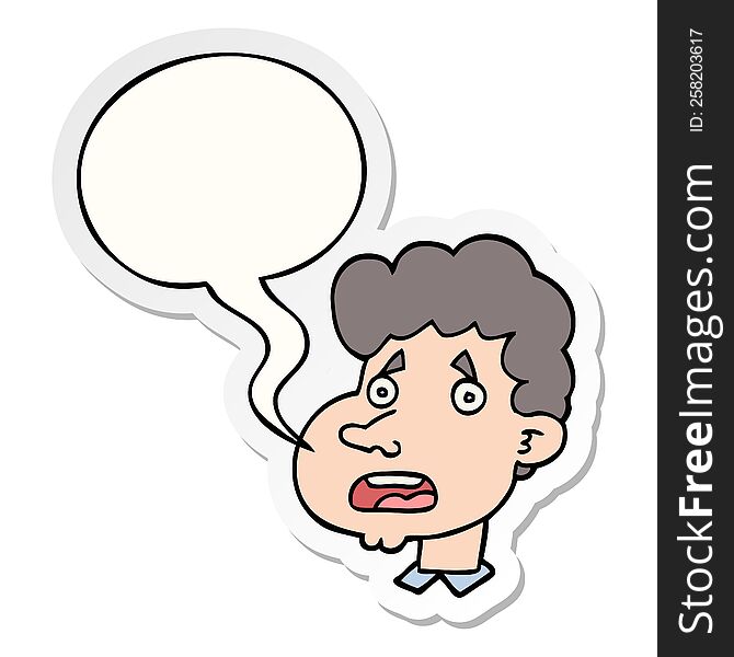 Cartoon Shocked Man And Speech Bubble Sticker