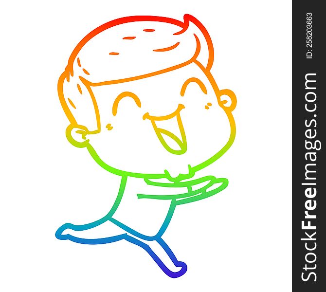 Rainbow Gradient Line Drawing Cartoon Man Laughing