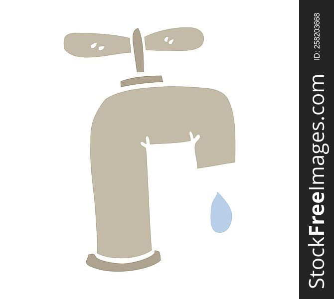 flat color illustration cartoon dripping faucet