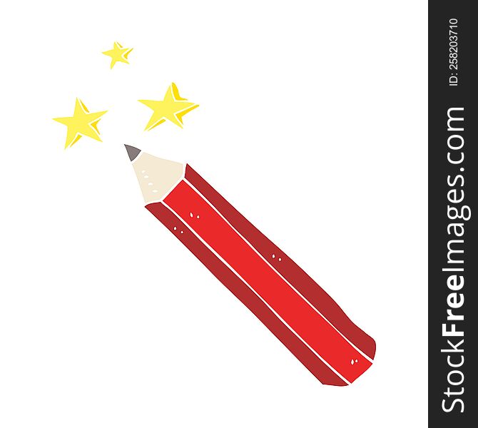 flat color illustration of a cartoon magic pencil