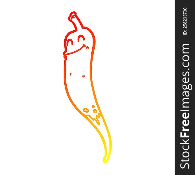 Warm Gradient Line Drawing Cartoon Chili Pepper