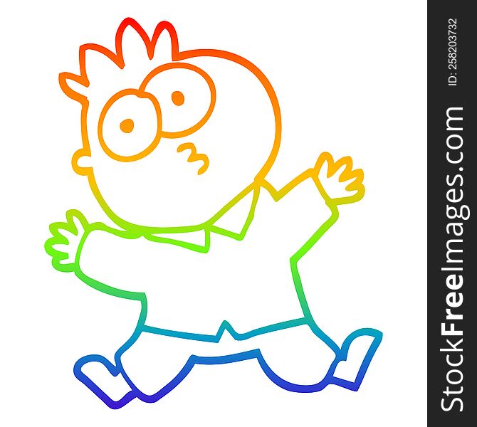 rainbow gradient line drawing of a cartoon funny office man