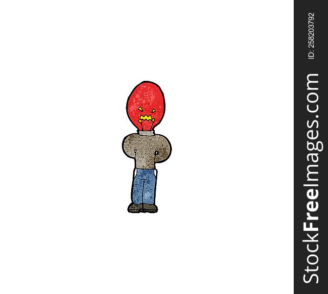 cartoon man with red light bulb head