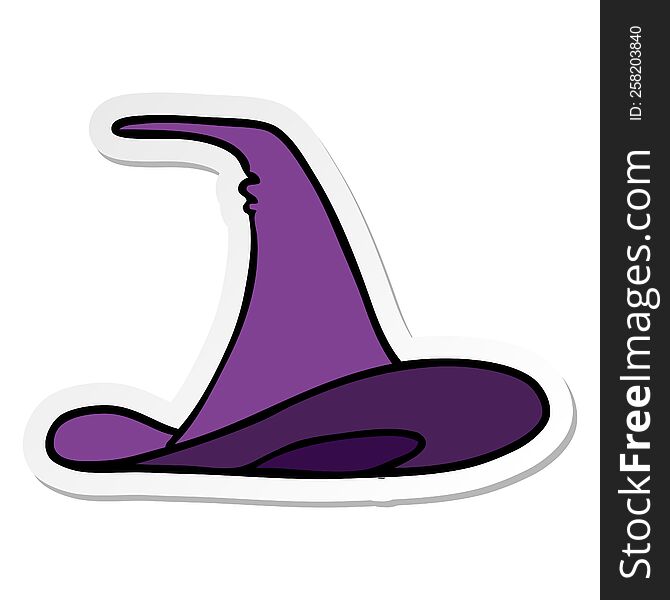 Sticker Cartoon Doodle Of A Witches Hat