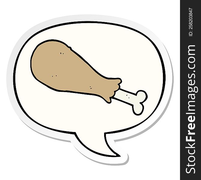 Cartoon Chicken Leg And Speech Bubble Sticker
