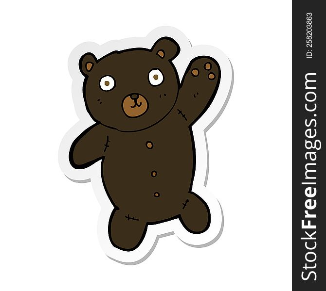 sticker of a cartoon cute black teddy bear