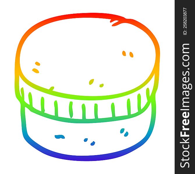 rainbow gradient line drawing of a cartoon moisturizer jar