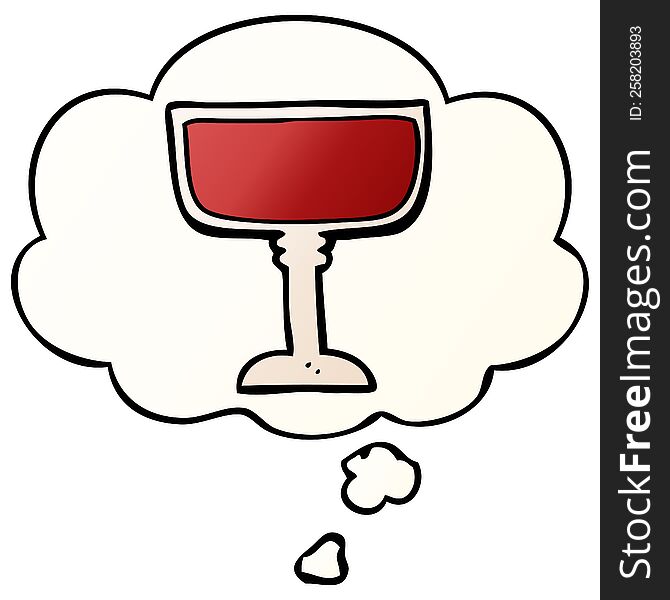 cartoon wine glass with thought bubble in smooth gradient style