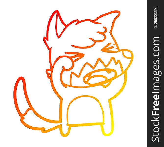 warm gradient line drawing of a angry cartoon fox rubbing eyes