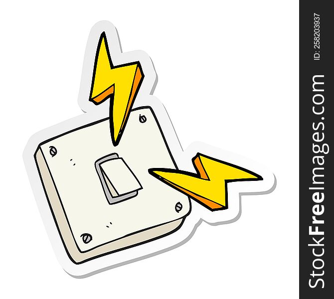 sticker of a cartoon sparking electric light switch