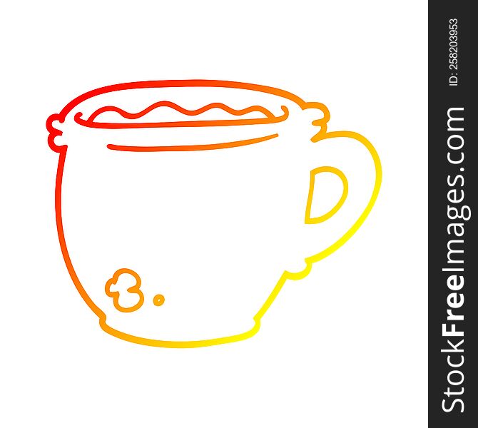 Warm Gradient Line Drawing Cartoon Hot Cup Of Coffee