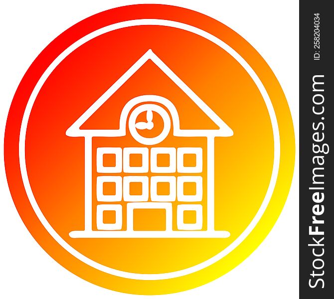 school house circular icon with warm gradient finish. school house circular icon with warm gradient finish
