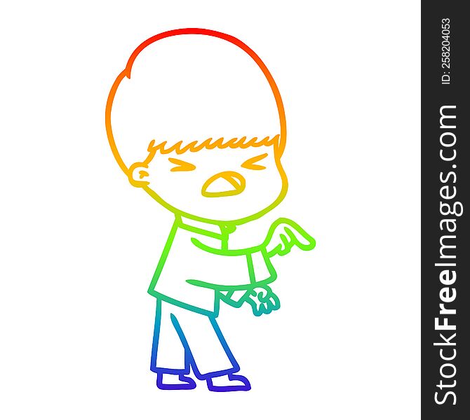 rainbow gradient line drawing of a cartoon stressed man
