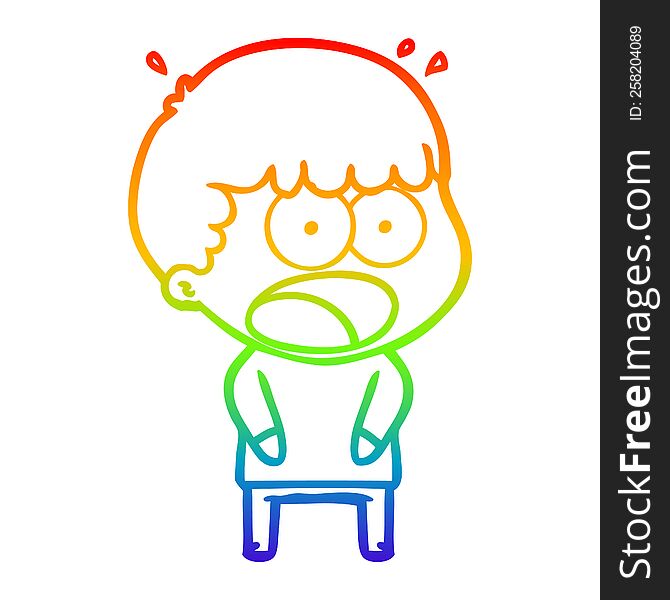 rainbow gradient line drawing of a cartoon shocked man