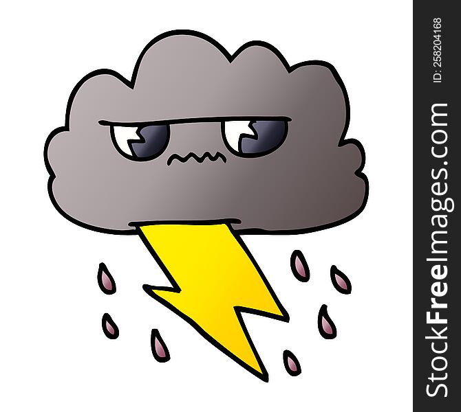 Cartoon Doodle Angry Storm Cloud