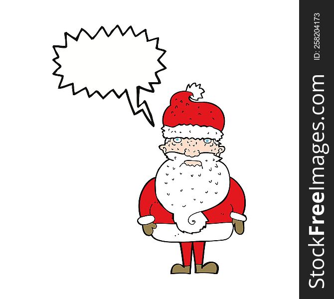 cartoon santa claus with speech bubble