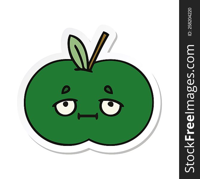 sticker of a cute cartoon juicy apple