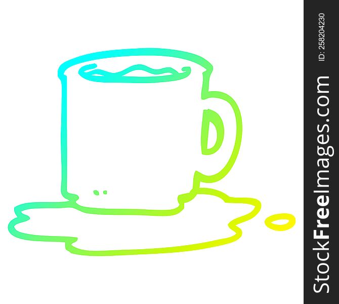 cold gradient line drawing of a cartoon mug of coffee