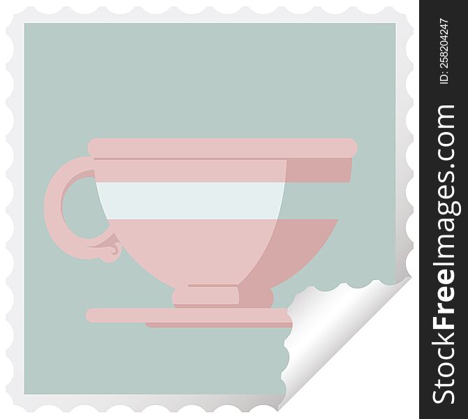 coffee cup graphic square sticker stamp. coffee cup graphic square sticker stamp