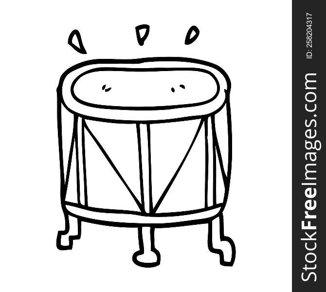 Line Drawing Cartoon Drum On Stand