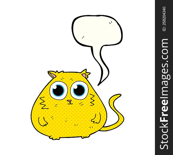 Comic Book Speech Bubble Cartoon Cat With Big Pretty Eyes