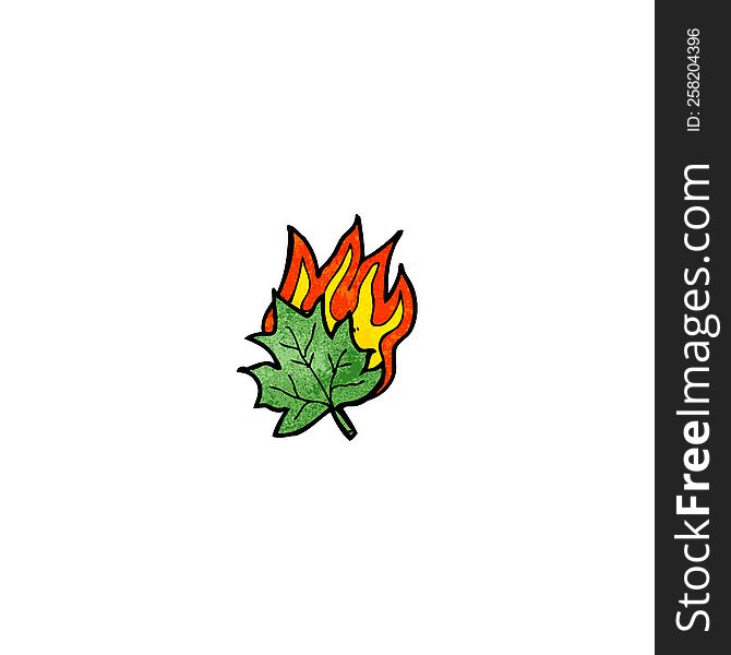 cartoon burning leaf