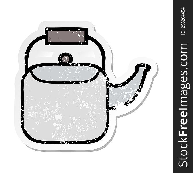 distressed sticker of a cute cartoon kettle pot