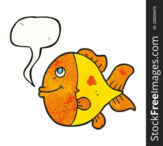 freehand speech bubble textured cartoon fish