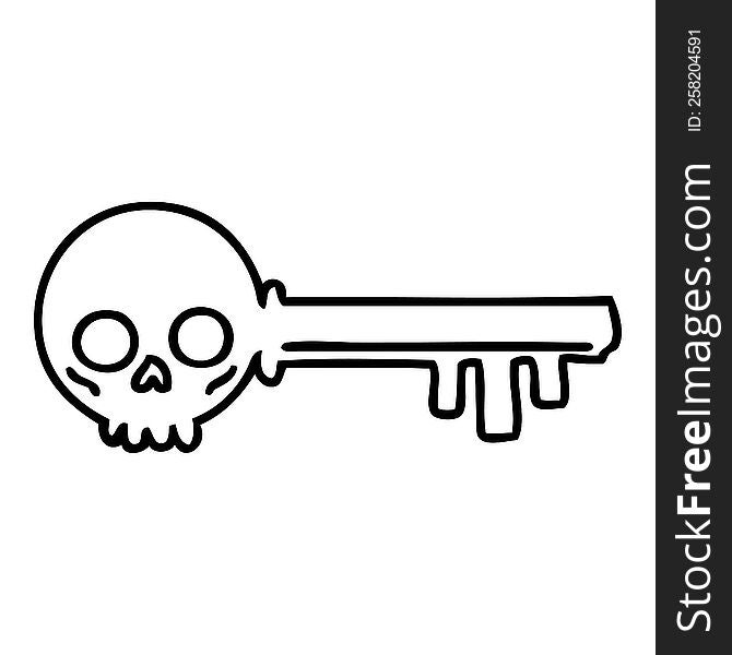 line doodle of a spooky skeleton key