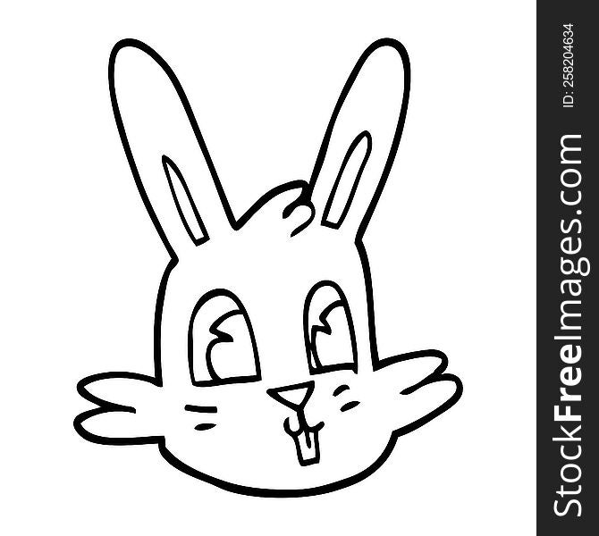 Line Drawing Cartoon Bunny Face