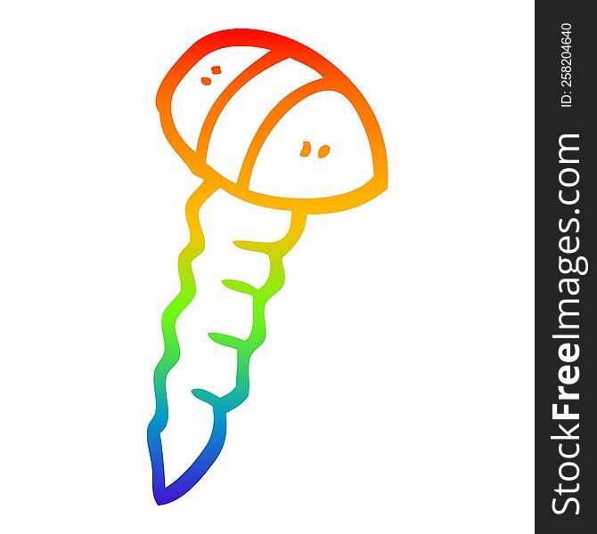 Rainbow Gradient Line Drawing Cartoon Screw