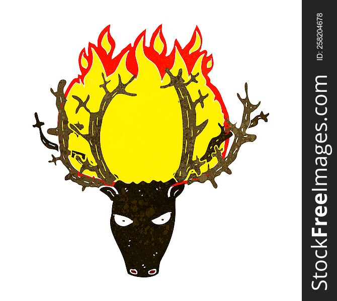 cartoon stag head fire symbol