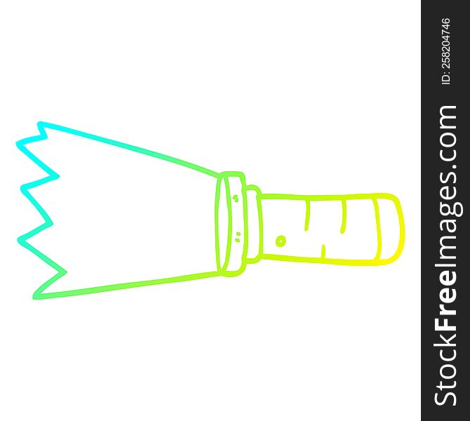cold gradient line drawing of a cartoon lit torch