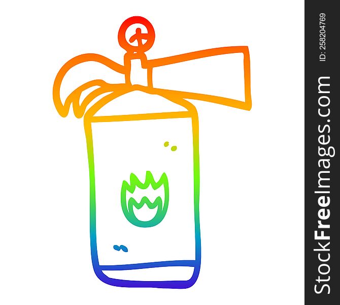 rainbow gradient line drawing of a cartoon fire extinguisher