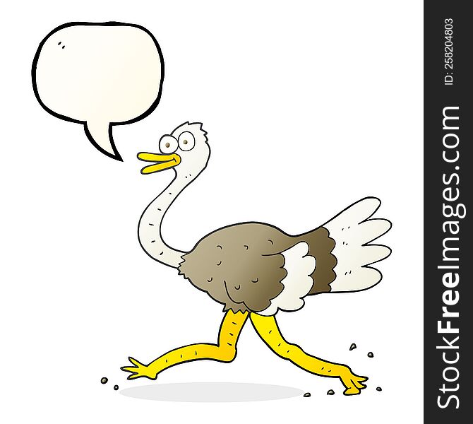 freehand drawn speech bubble cartoon ostrich