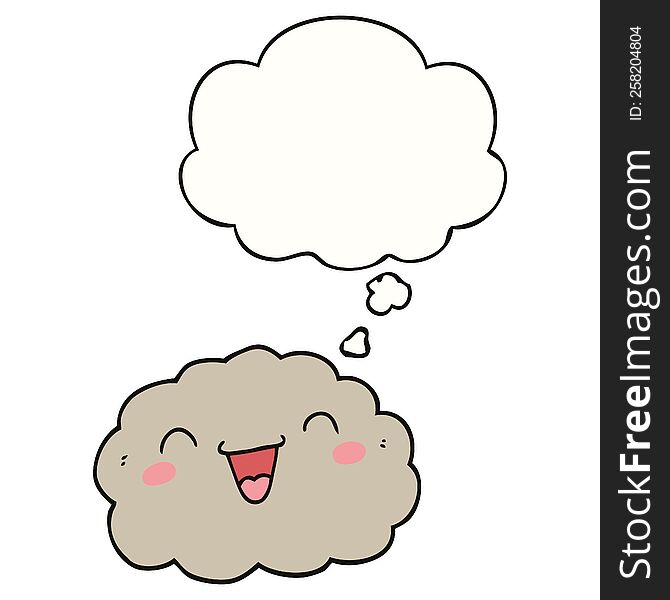 Happy Cartoon Cloud And Thought Bubble