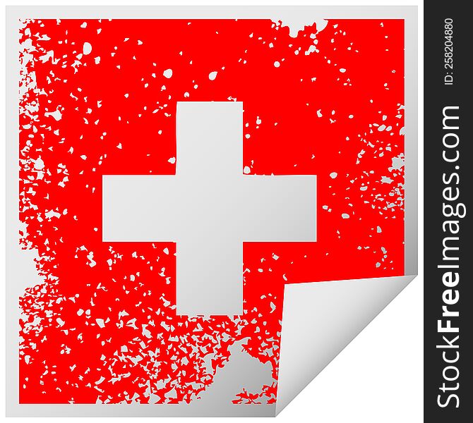 distressed square peeling sticker symbol of a addition symbol
